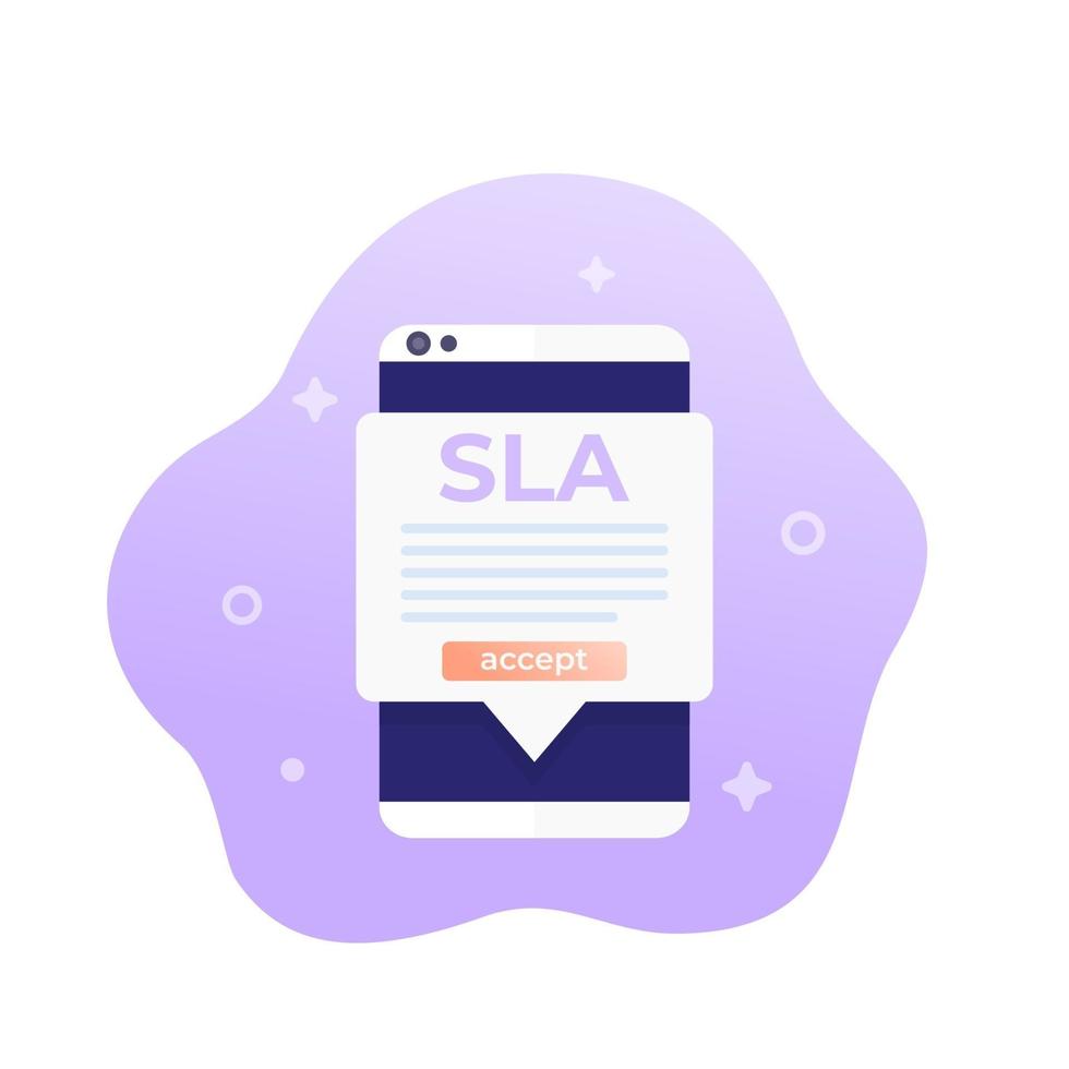 SLA, service level agreement in mobile app, vector