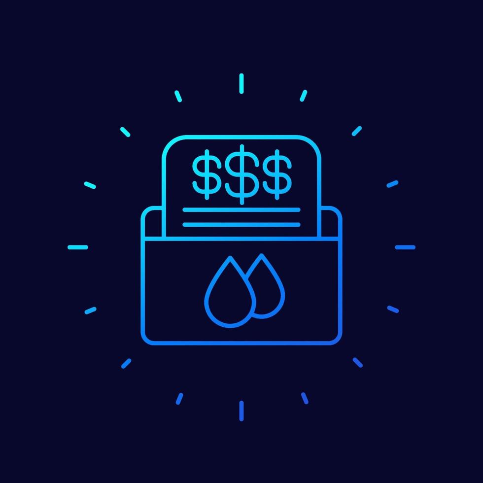 water utility bills, payments line icon vector