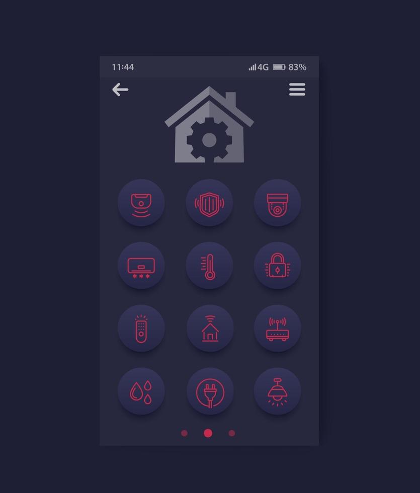 smart house and home automation mobile app with line icons vector
