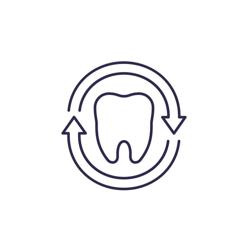 tooth icon with arrows, line vector