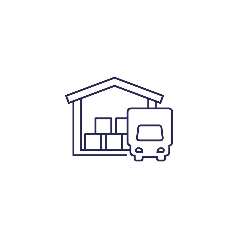 warehouse and truck line icon vector