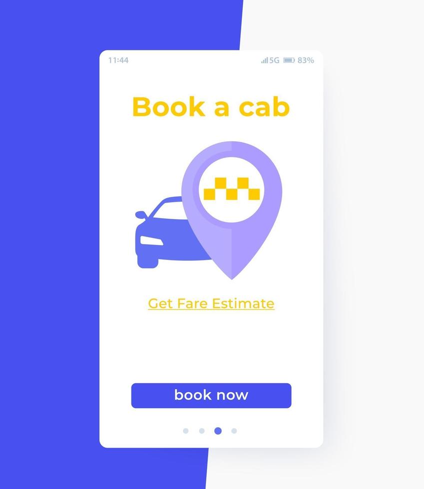 Book a cab app interface, vector ui