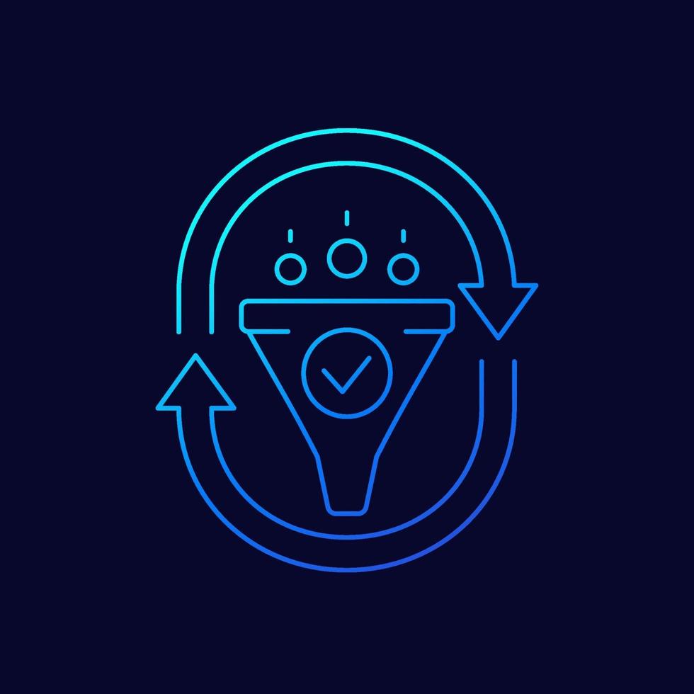 filtering vector linear icon with funnel
