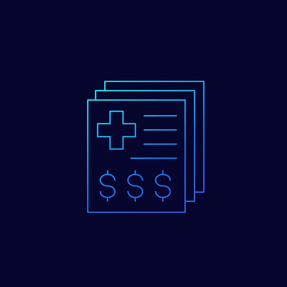 medical bill icon, linear art vector