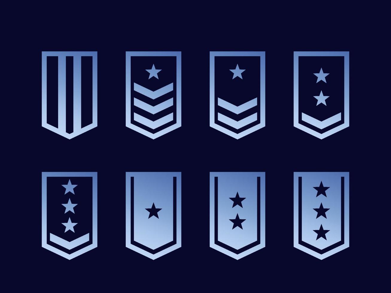 rangos militares, conjunto de vectores de charreteras del ejército
