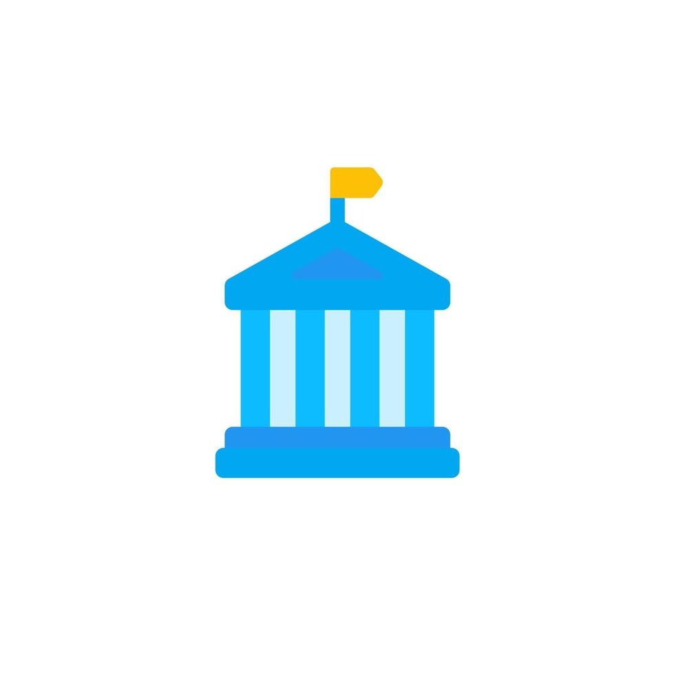 municipal building icon on white, flat vector