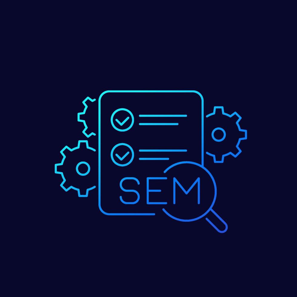 SEM icon, search engine marketing concept, linear vector