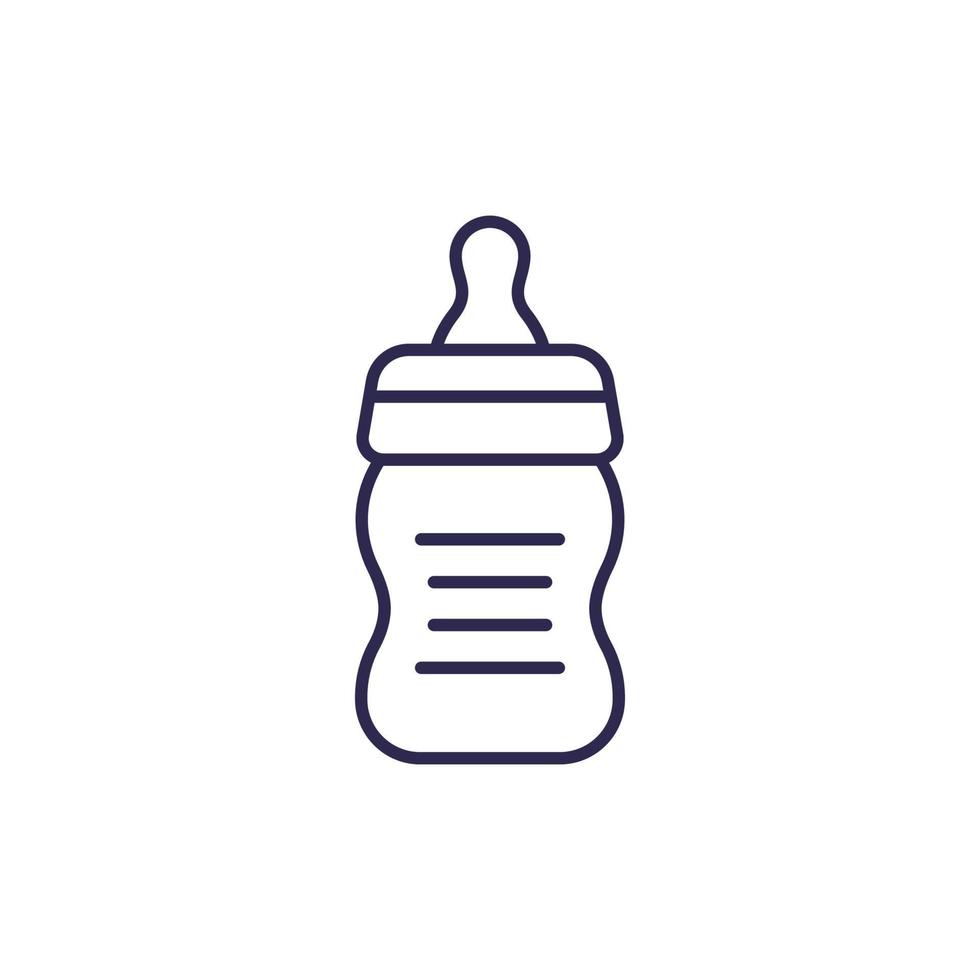 Baby bottle line icon on white vector