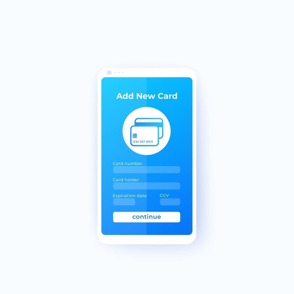 Add new card, mobile app ui, vector