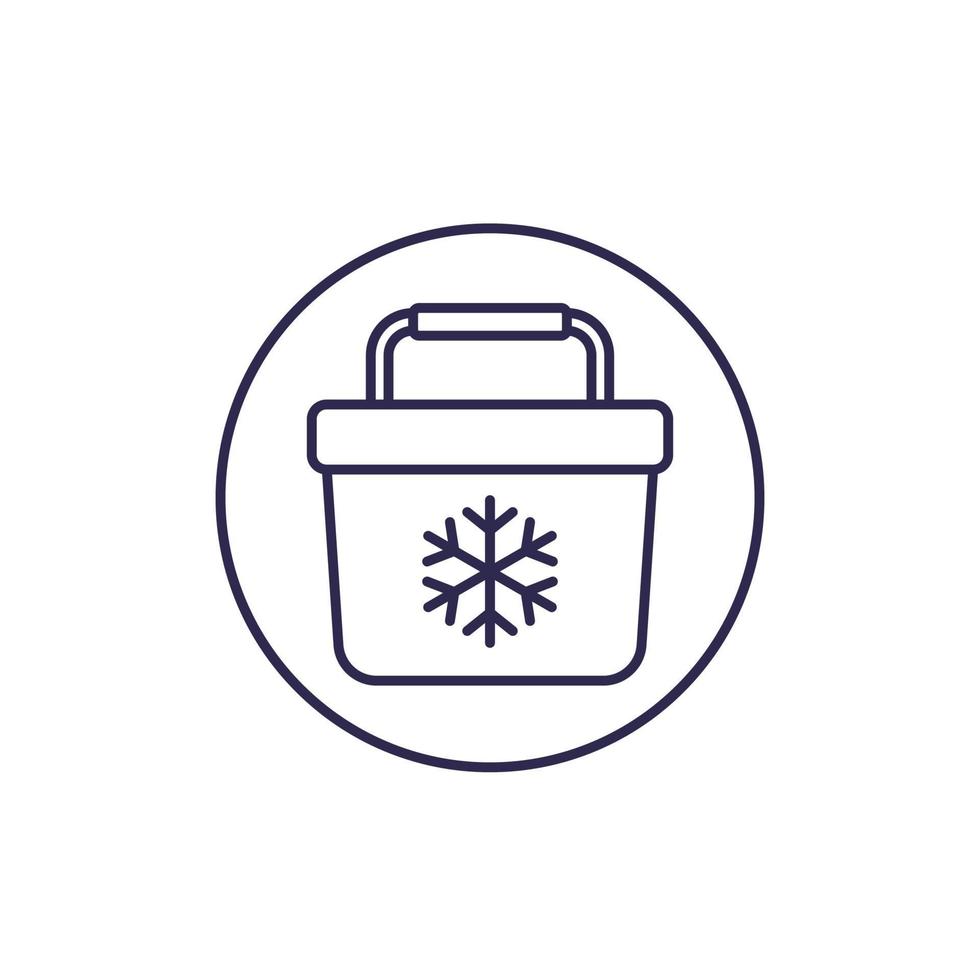 Portable fridge line icon on white vector