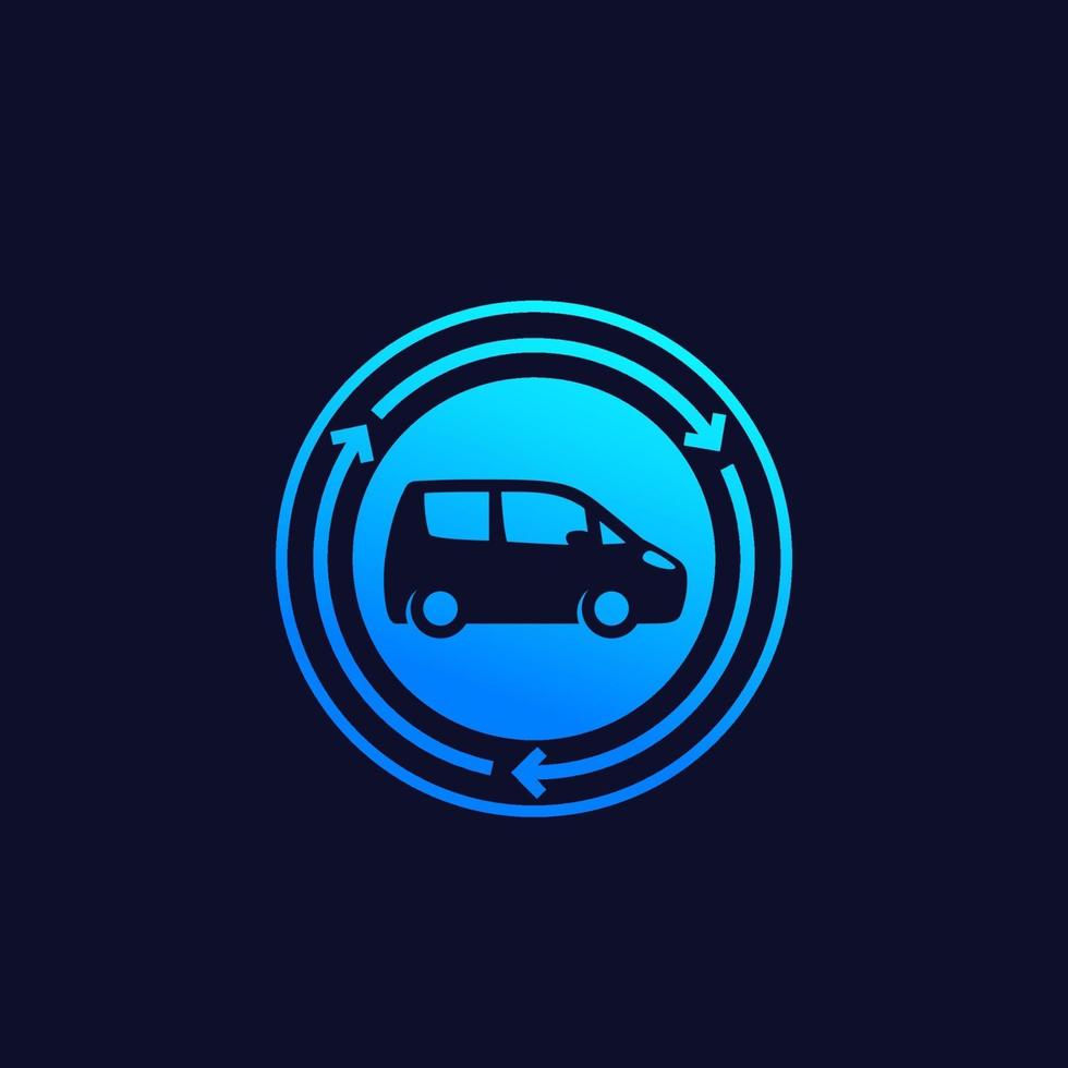 icono de vector de servicio de coche compartido o coche compartido