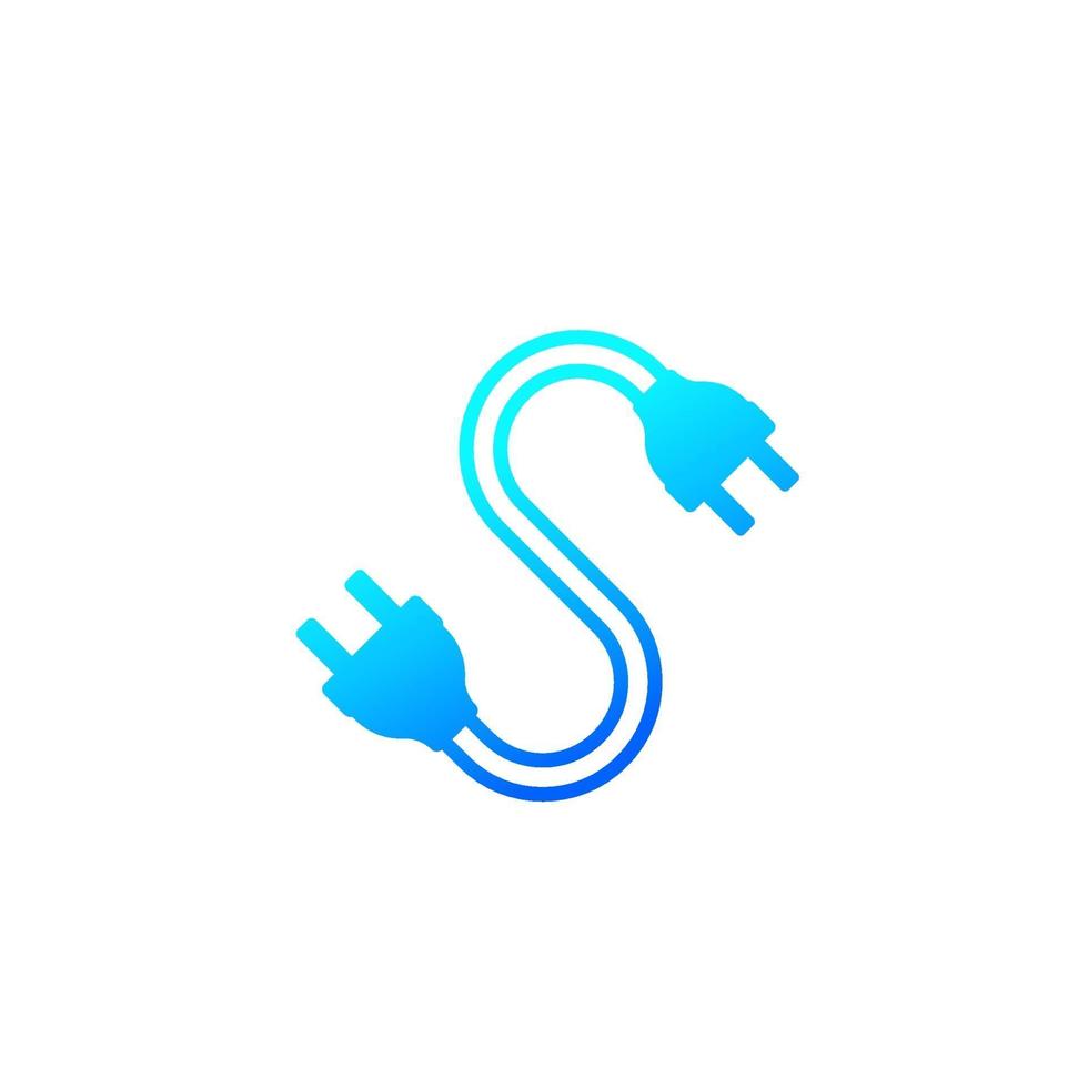 electric plugs with cable, vector icon