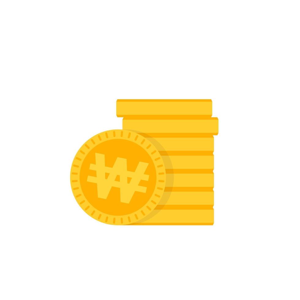 Won coins icon, korean money vector
