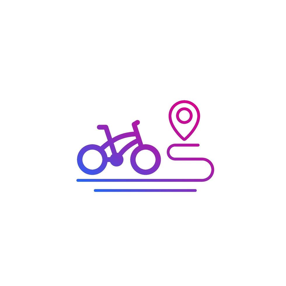 icono de bicicleta y ruta en blanco vector