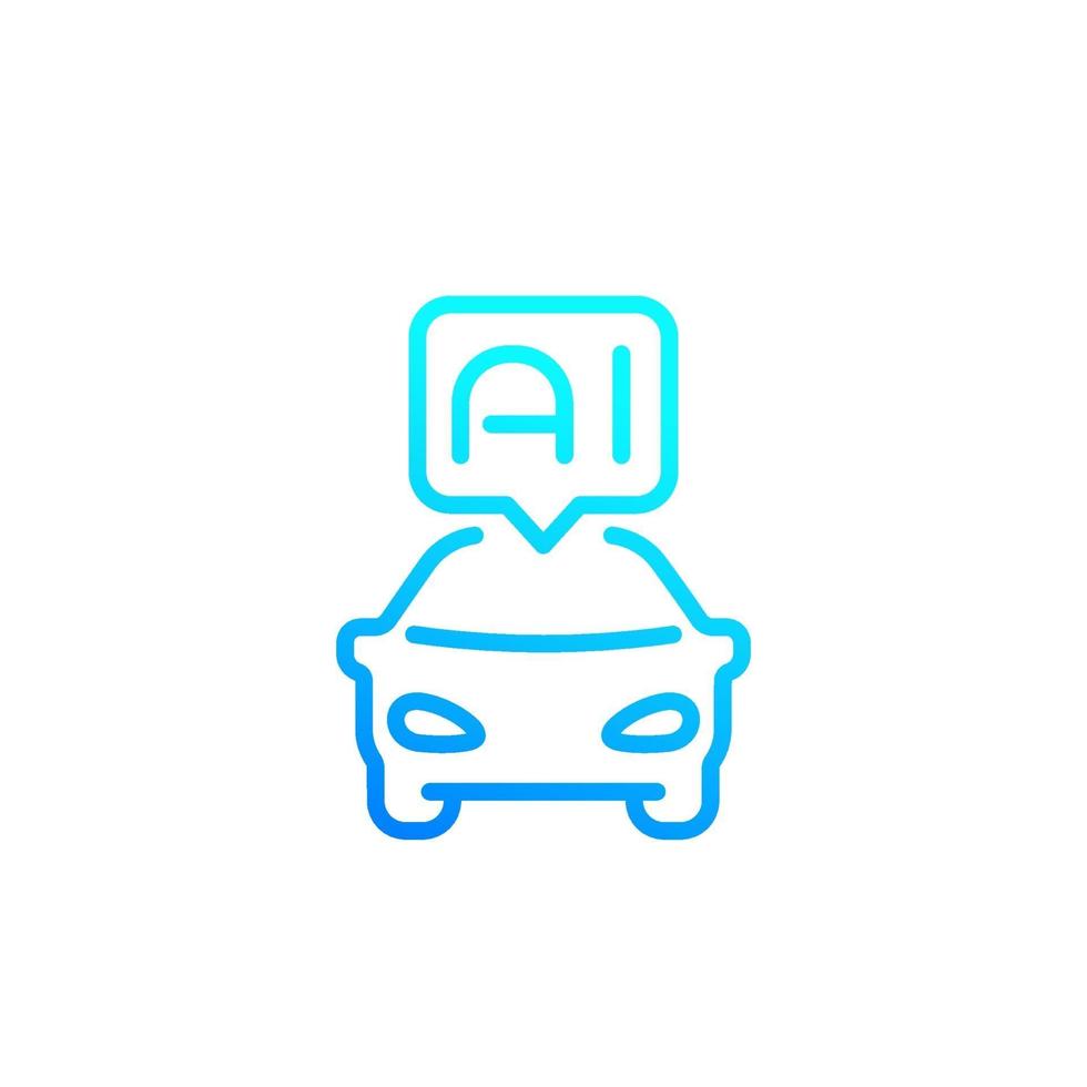 autonomous car with AI line icon vector