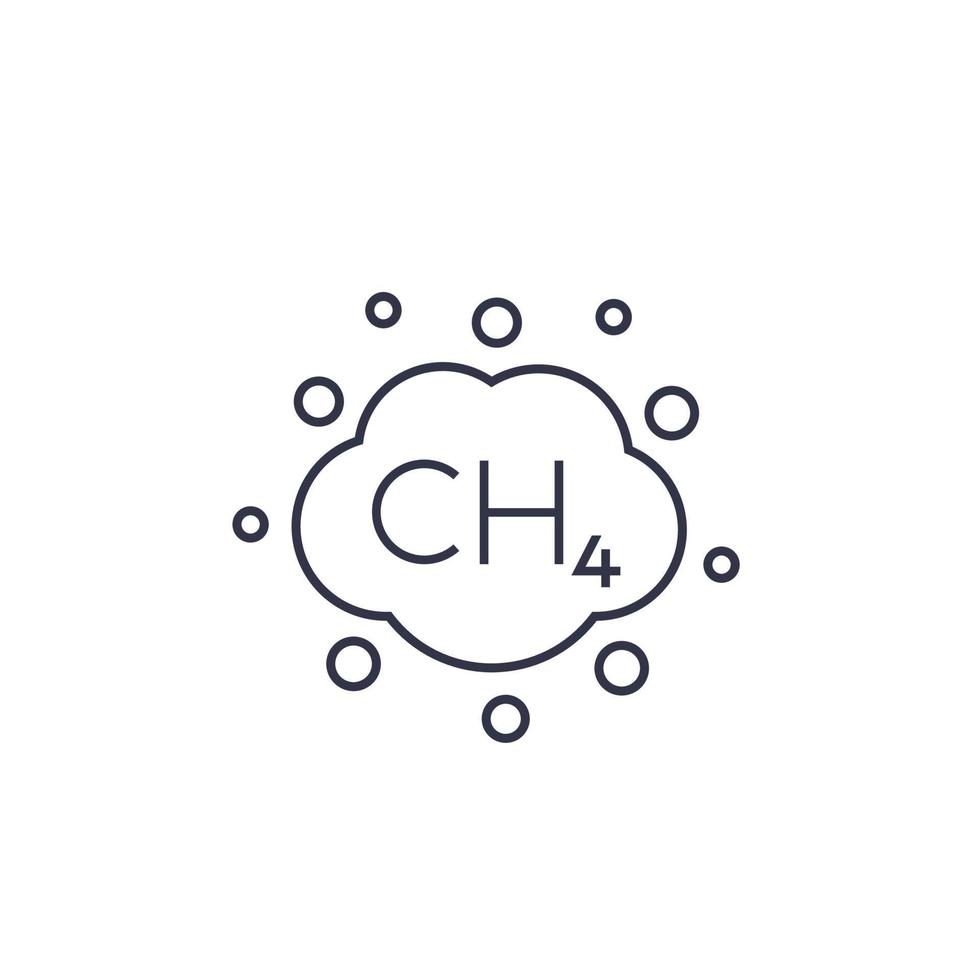methane emissions, pollution vector line icon