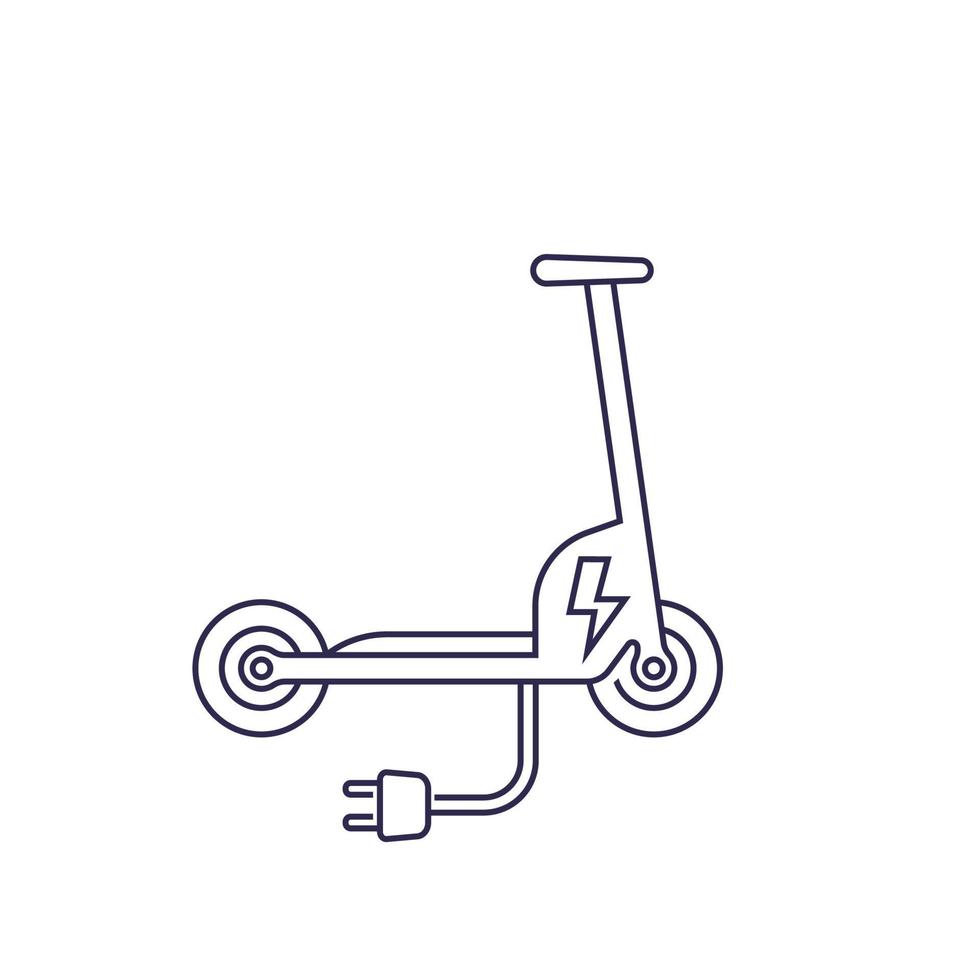 kick scooter, electric version, line icon vector