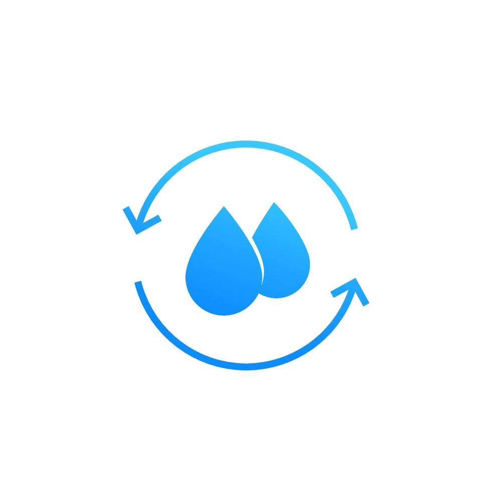 Water recycling, vector icon on white