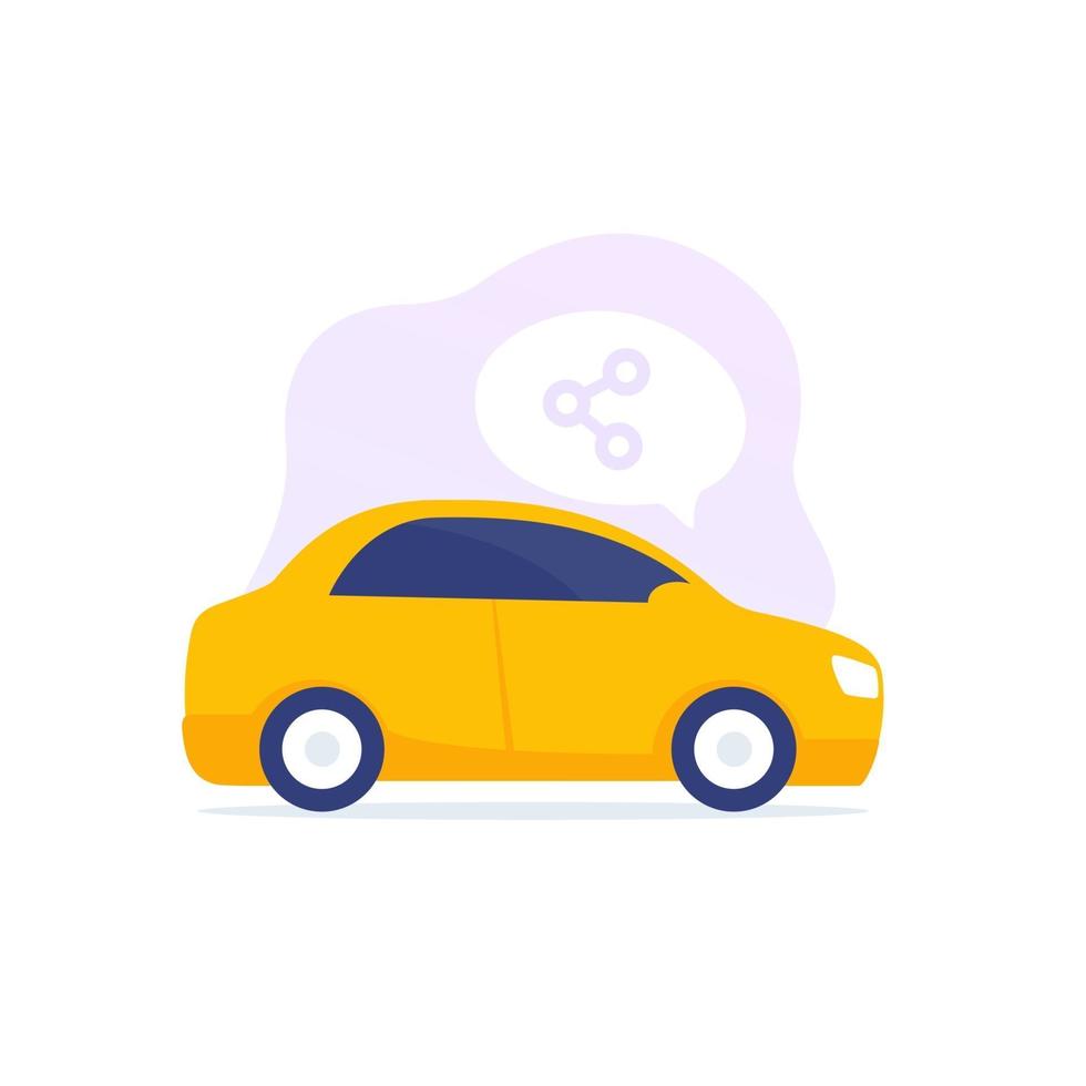 icono de vector de servicio de coche compartido con símbolo de coche y compartir