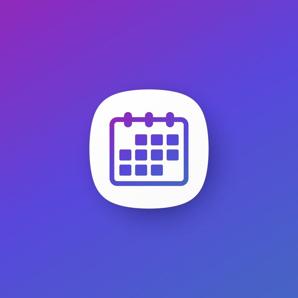 icono de calendario para aplicaciones, vector