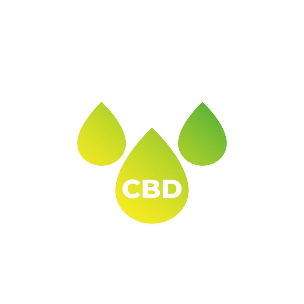 icono de gotas de aceite de cbd en blanco vector