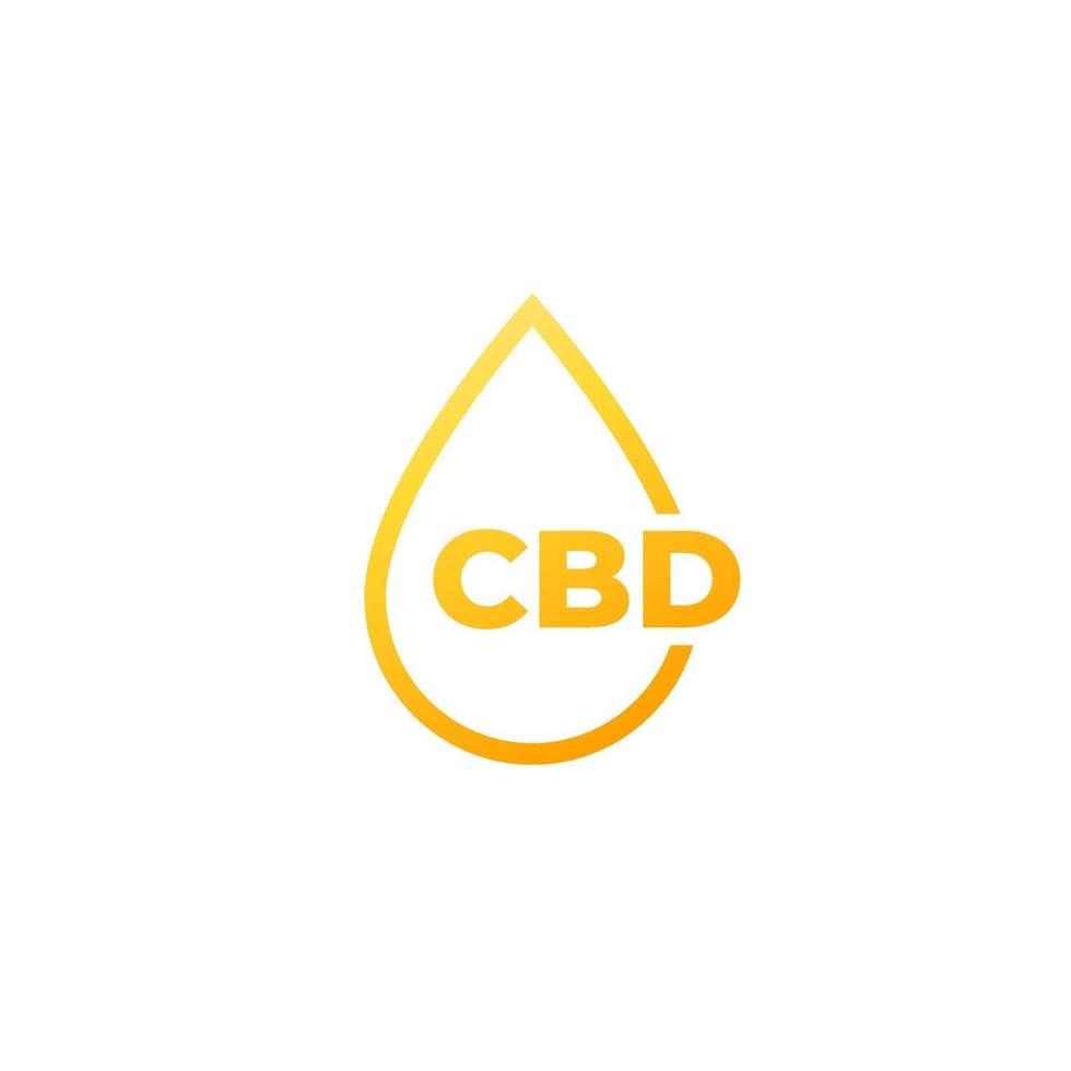 icono de gota de aceite de cbd en blanco vector