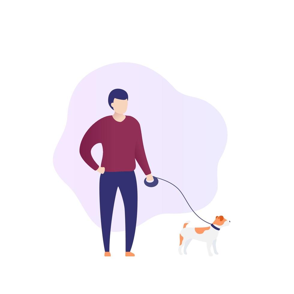 man with jack russell, vector