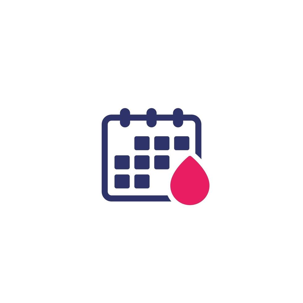 icono de calendario de menstruación en blanco vector