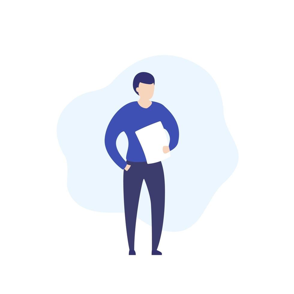 man with list of paper, vector illustration