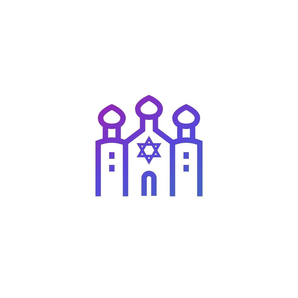 synagogue on white, line icon vector