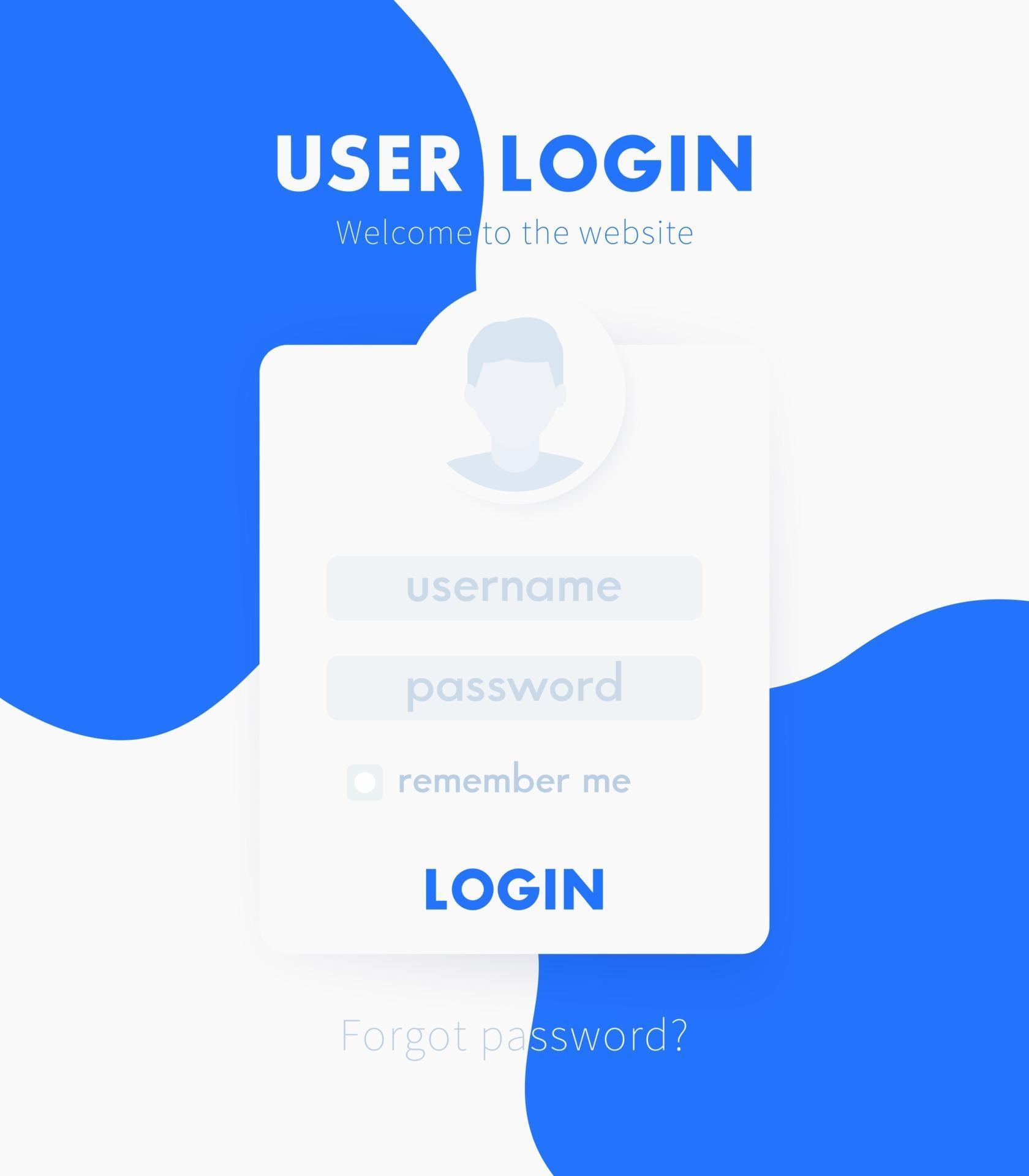 User Login Window Design Web Page Vector Template 2204856 Vector Art