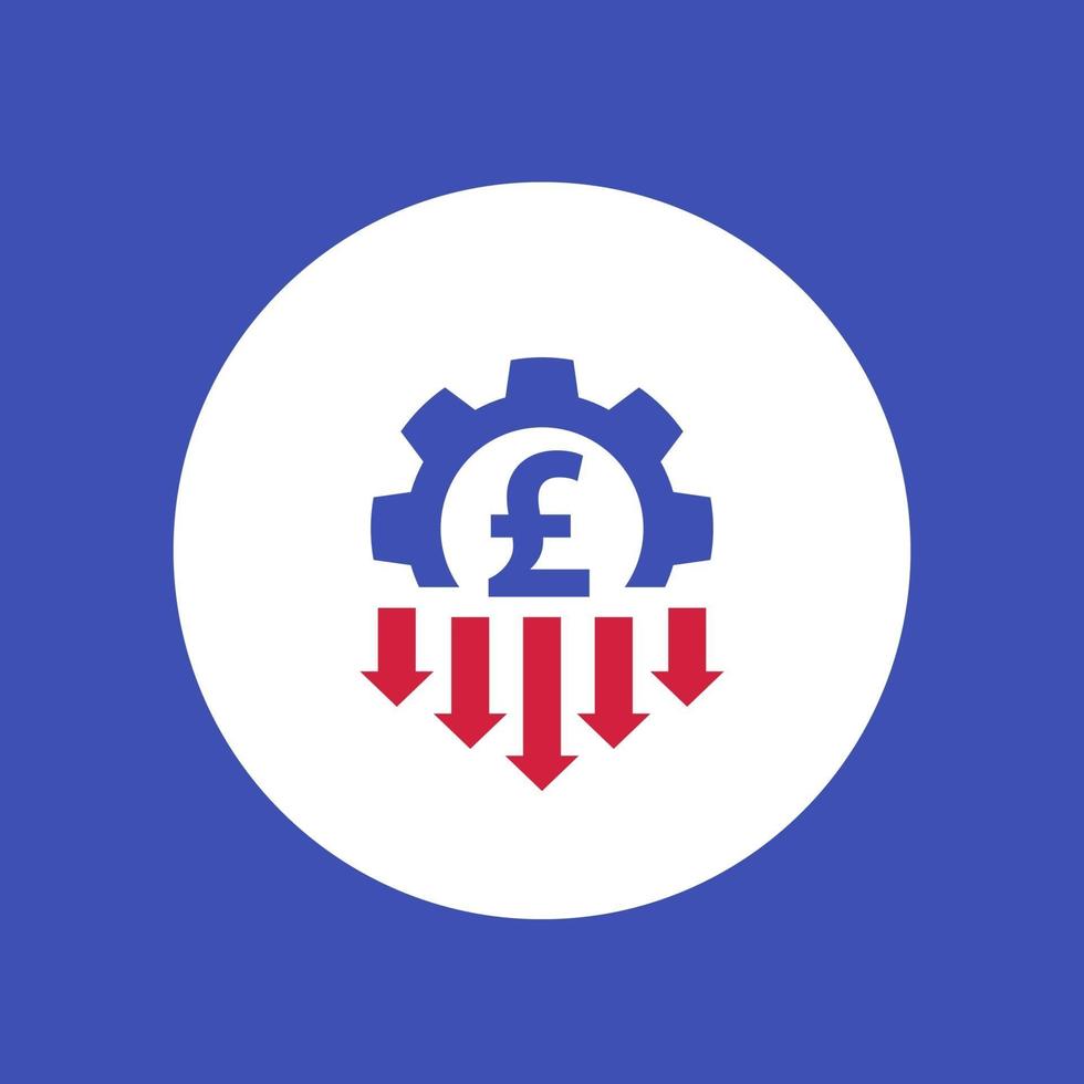 cost reduction icon with pound vector