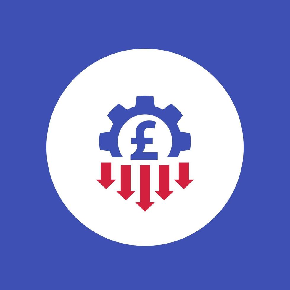 cost reduction icon with pound vector