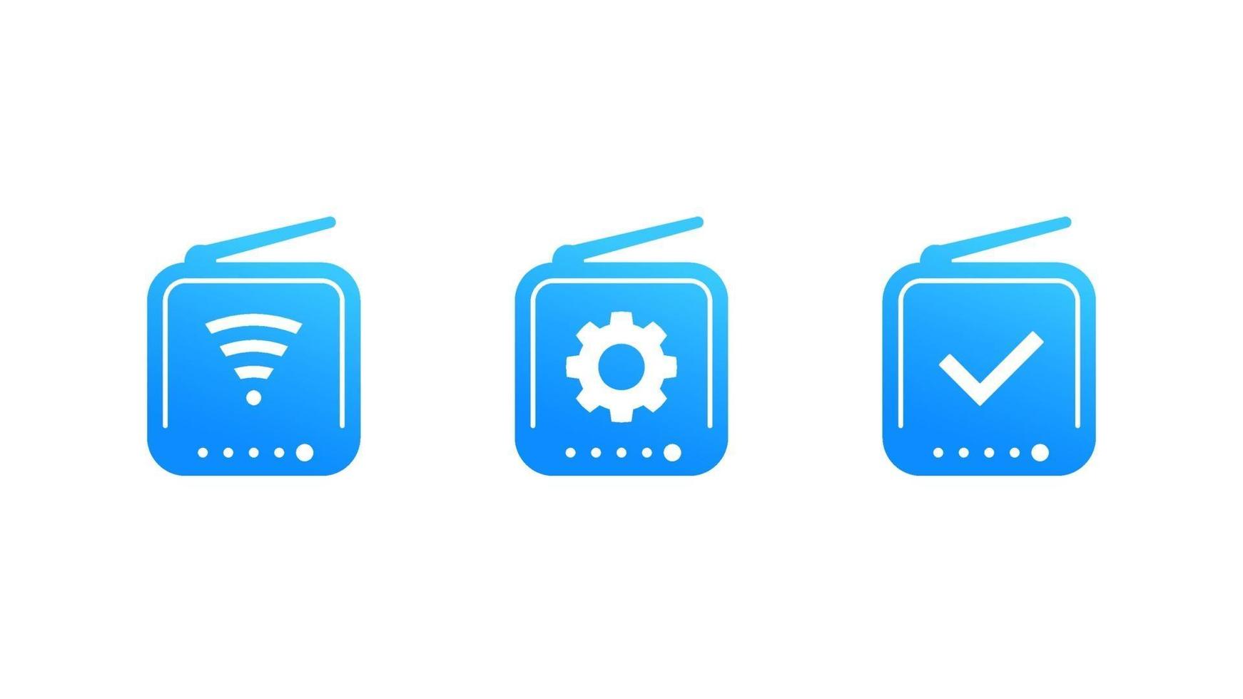 Router icons on white, vector