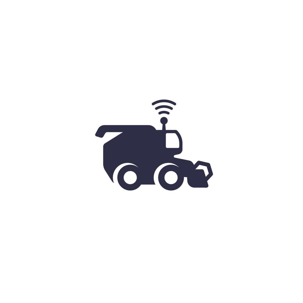 Autonomous agricultural combine harvester icon vector