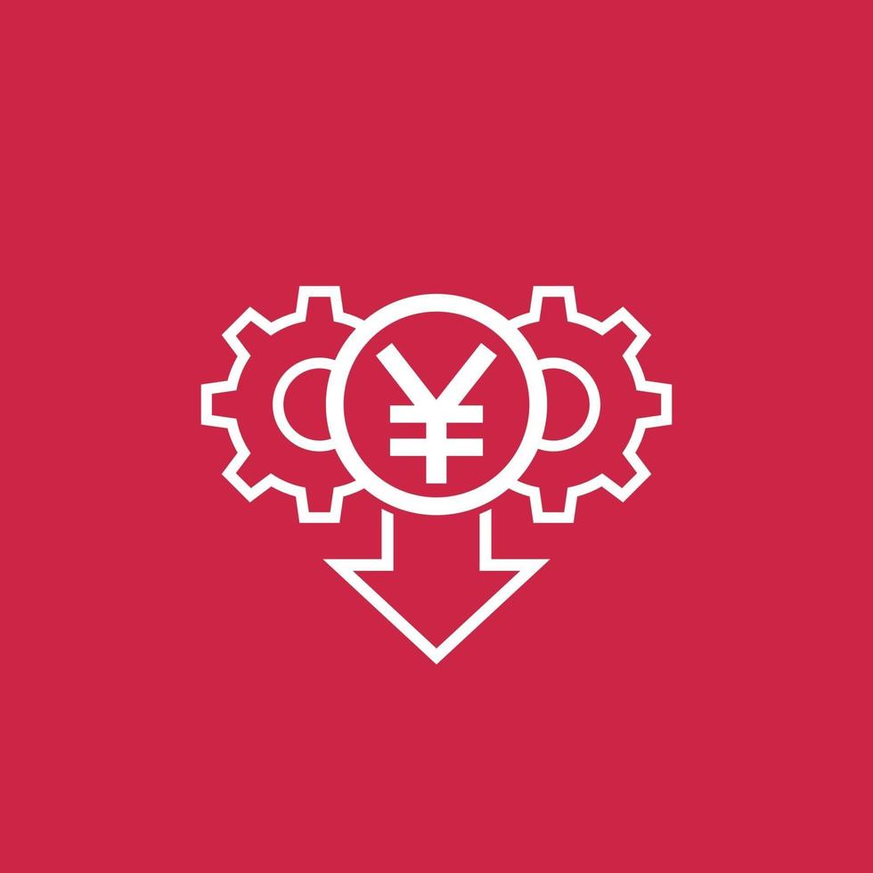 cost reduction icon with yuan vector