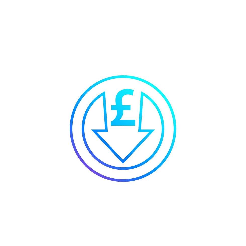 reduce costs icon with british pound vector