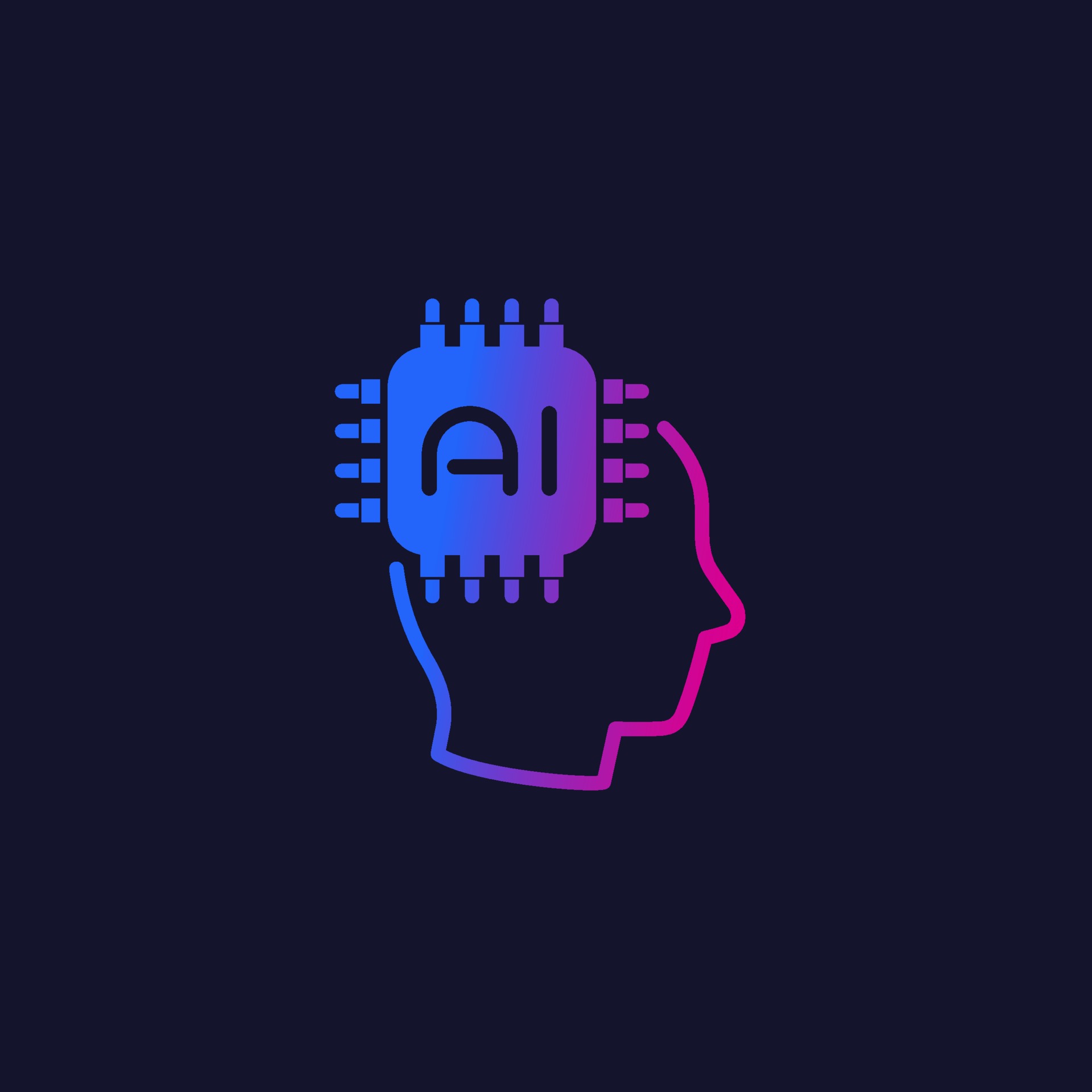 AI tech vector icon with chip and head 2204905 Vector Art at Vecteezy