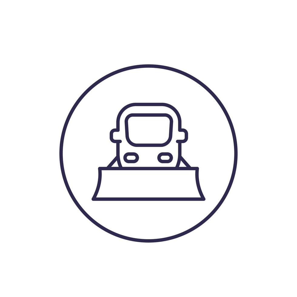 snowplow icon on white, linear vector