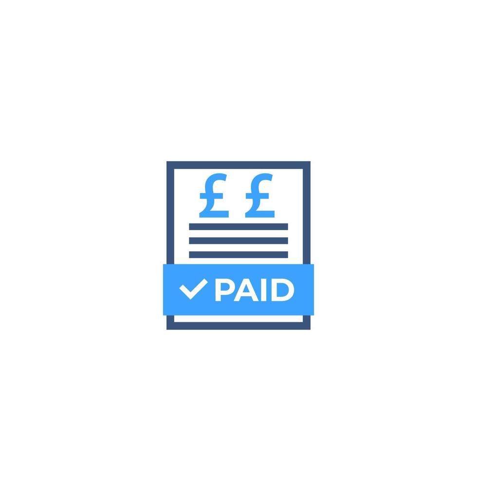 paid bills icon with pound vector