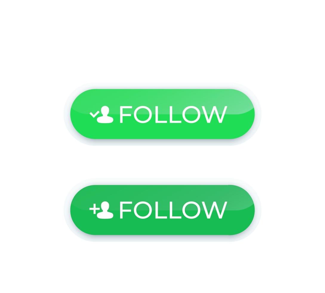 follow buttons, green vector
