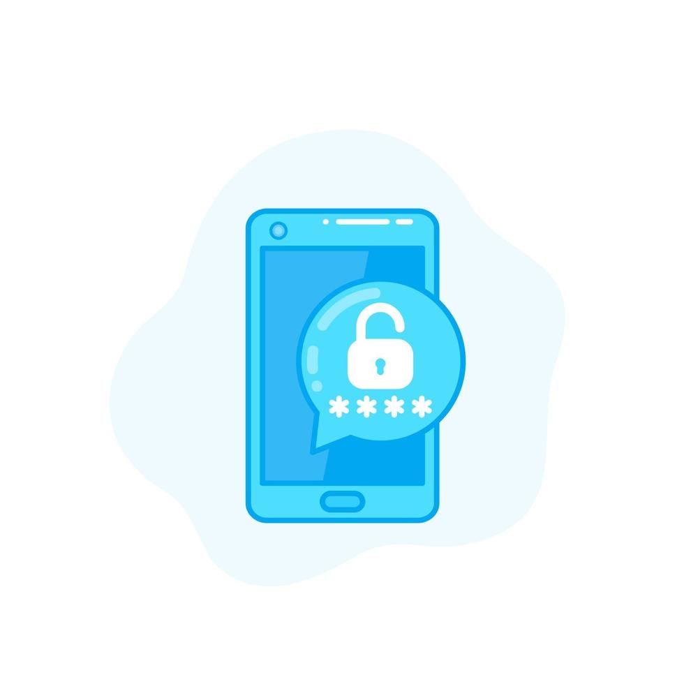 Unlock with password, mobile authentication vector icon