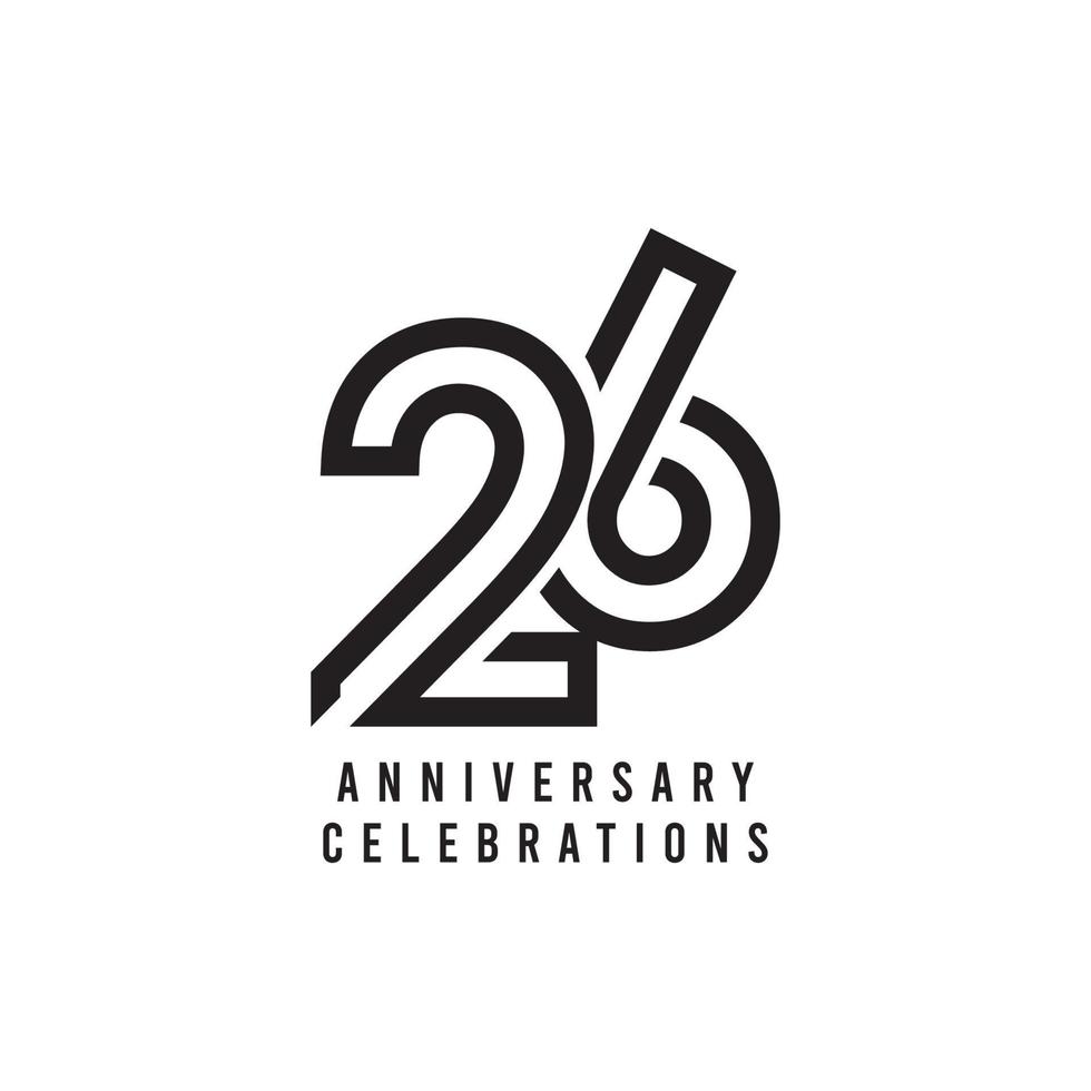 26 Years Anniversary Celebration Vector Template Design Illustration