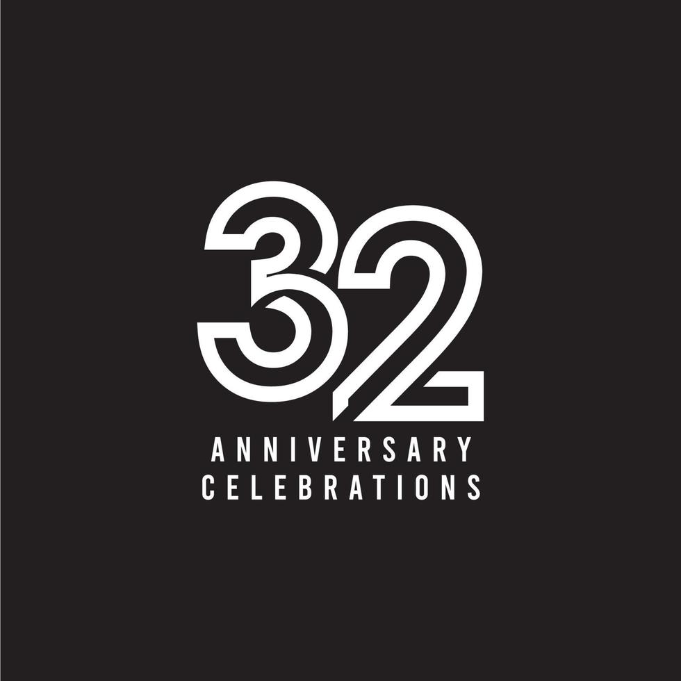 32 Years Anniversary Celebration Vector Template Design Illustration