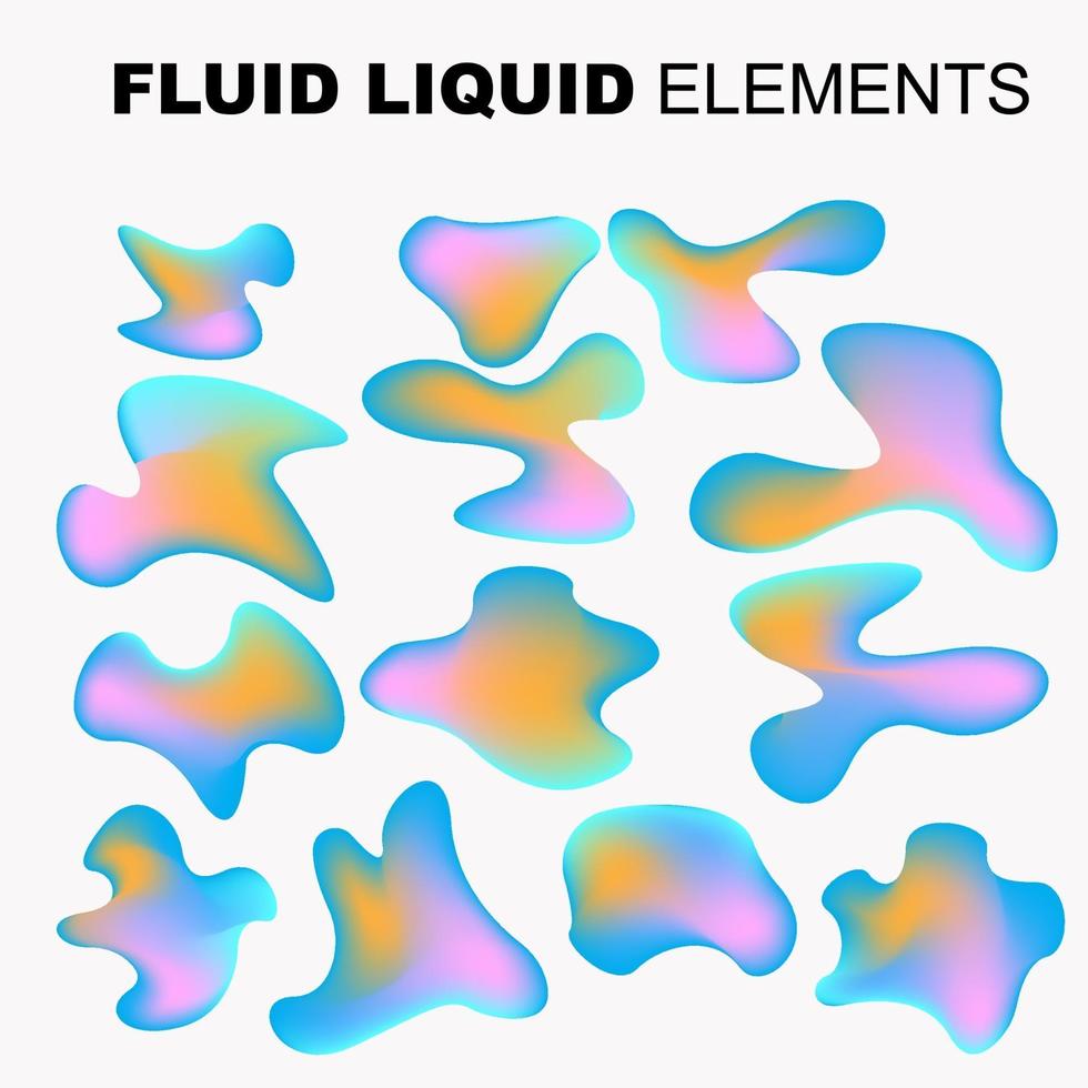 fluid shape vector set. gradient liquid with neon colors, item for the design of a logo, flyer, persentation, gift card,  Poster on wall,  landing page, facebook,  banner, social media posted