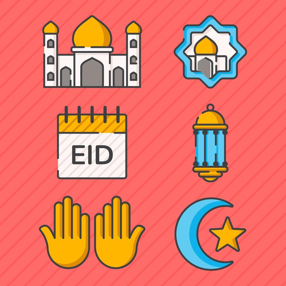 colección de iconos de eid mubarak vector