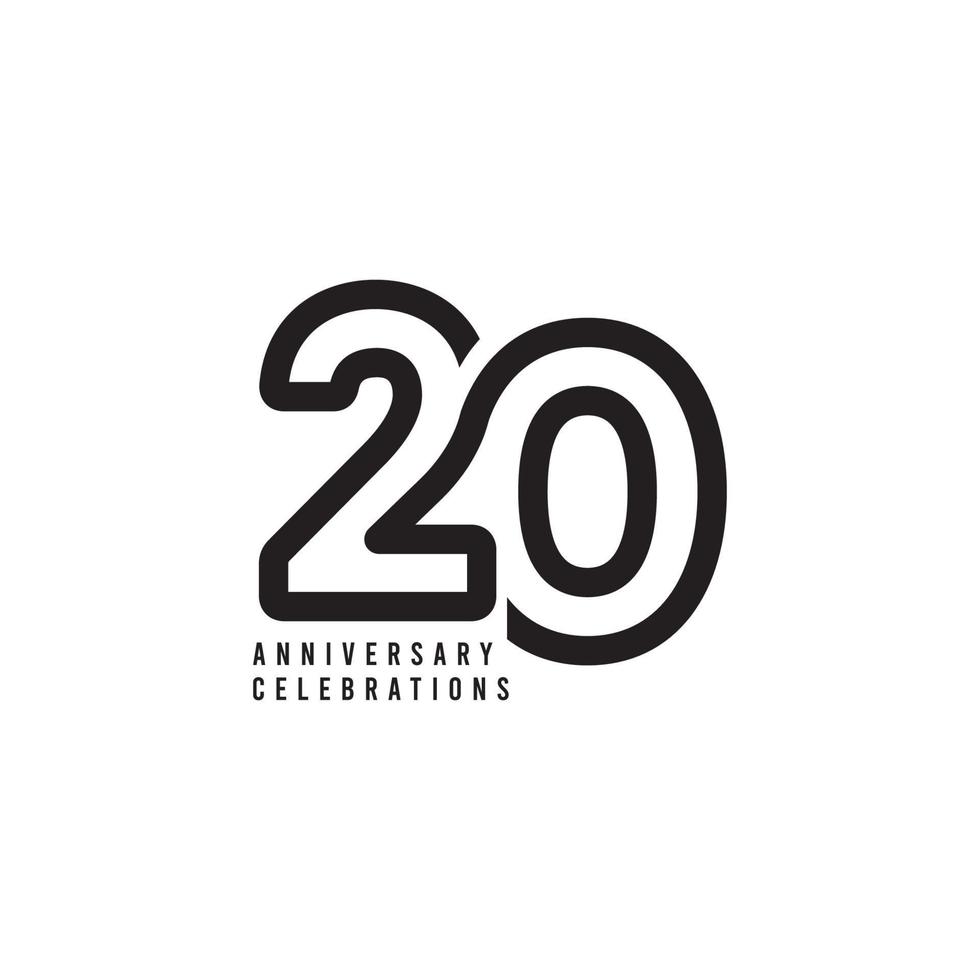 Ilustración de diseño de plantilla de vector de celebraciones de aniversario de 20 años