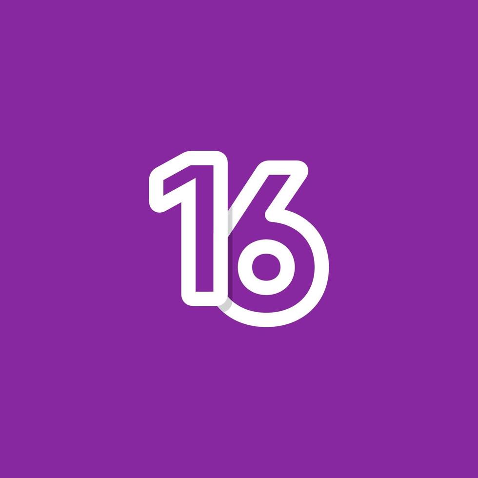 16 Years Anniversary Celebrations Vector Template Design Illustration