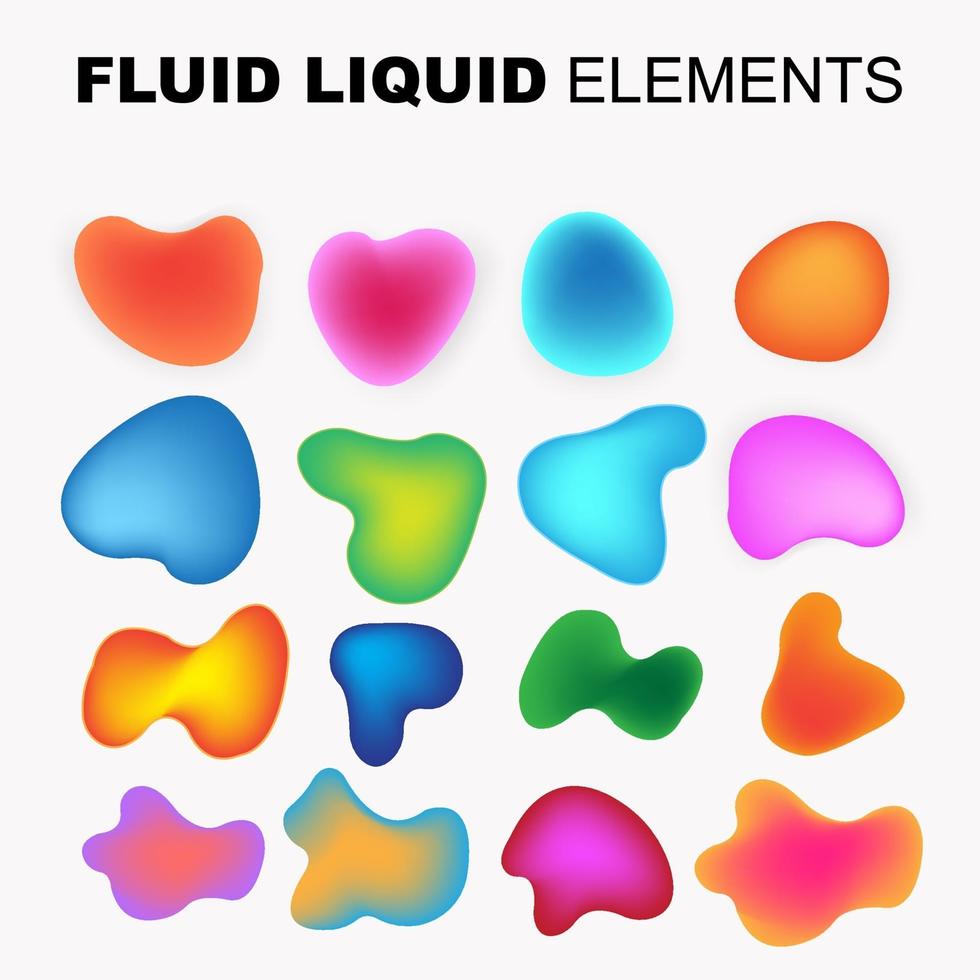 fluid shape vector set. gradient liquid with neon colors, item for the design of a logo, flyer, persentation, gift card,  Poster on wall,  landing page, facebook,  banner, social media posted