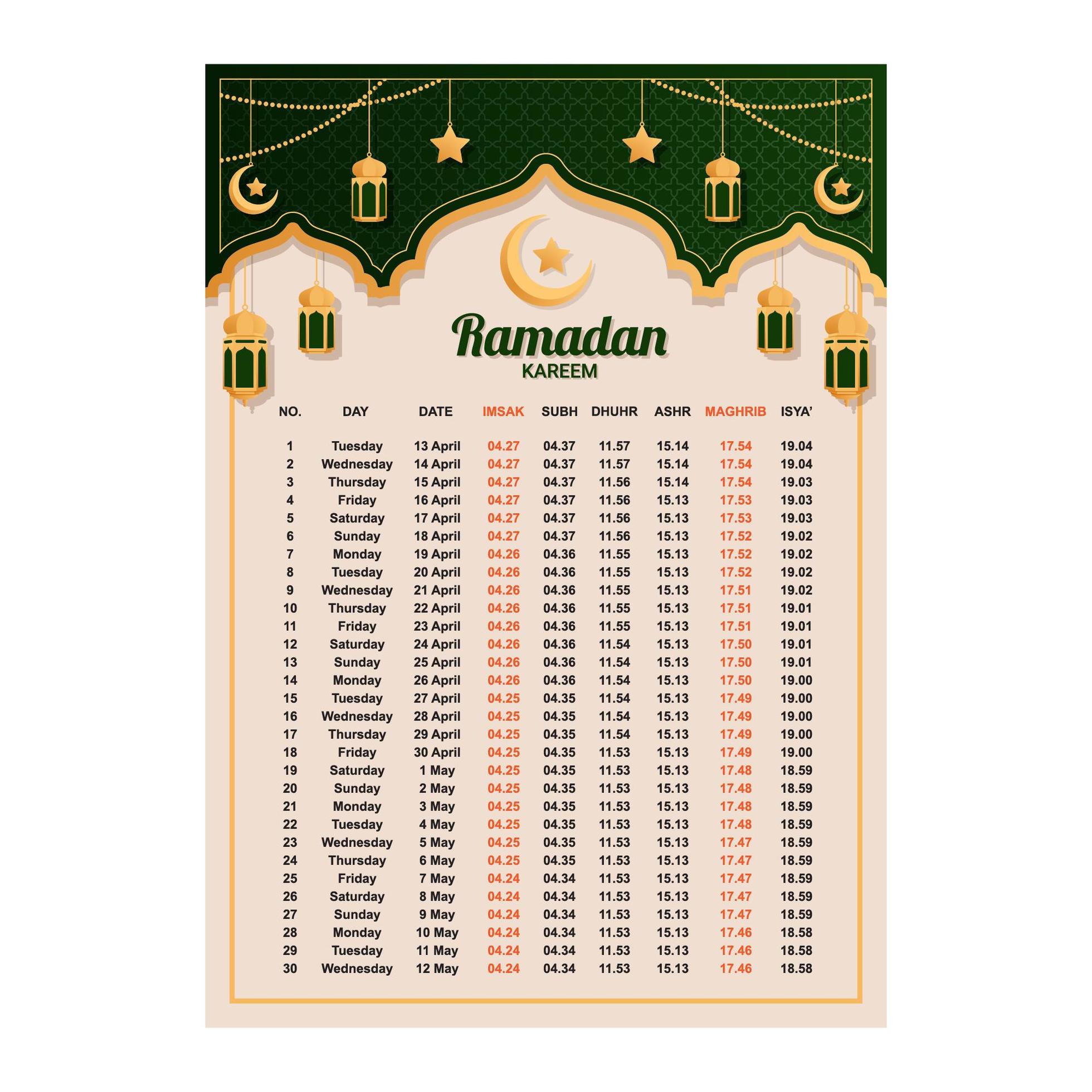 Ramadan Calendar 2022 Printable Printable World Holiday